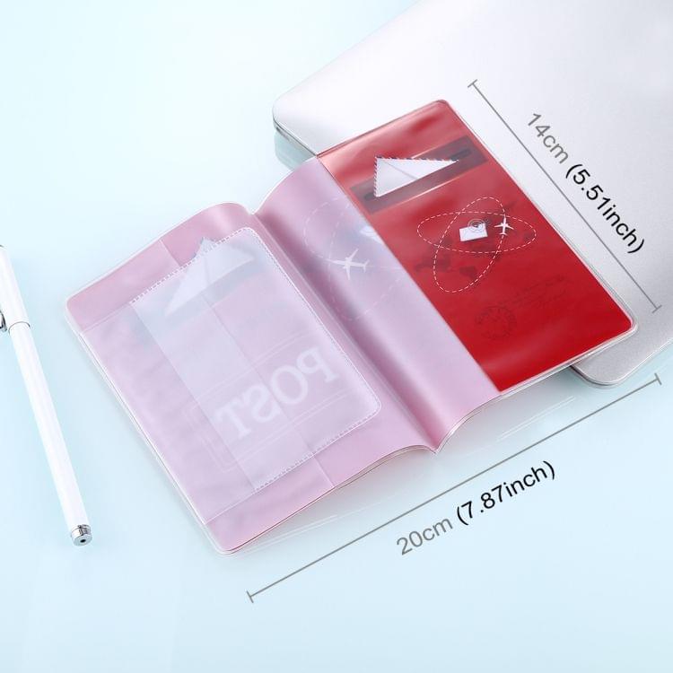 2 PCS Post Pattern Red Passport Card Bag