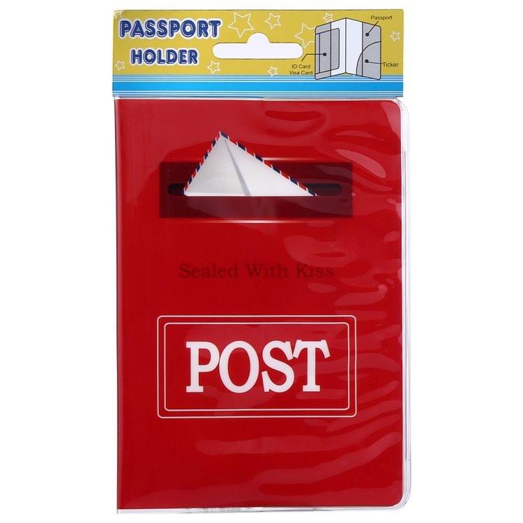 2 PCS Post Pattern Red Passport Card Bag