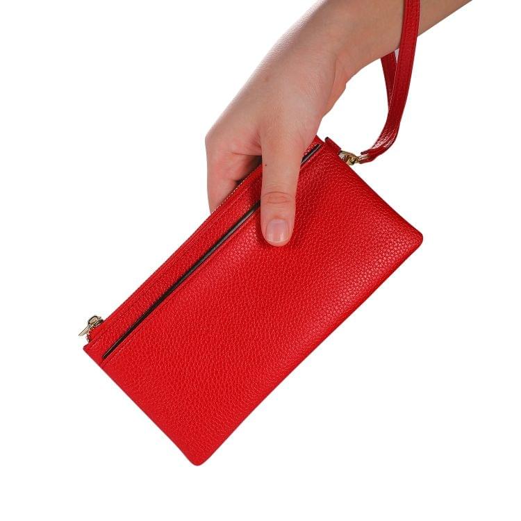 Vintage Phone Purses Women Wallets Female Purse Leather Brand Retro Ladies Long Zipper Woman Wallet Card Clutch (Red)