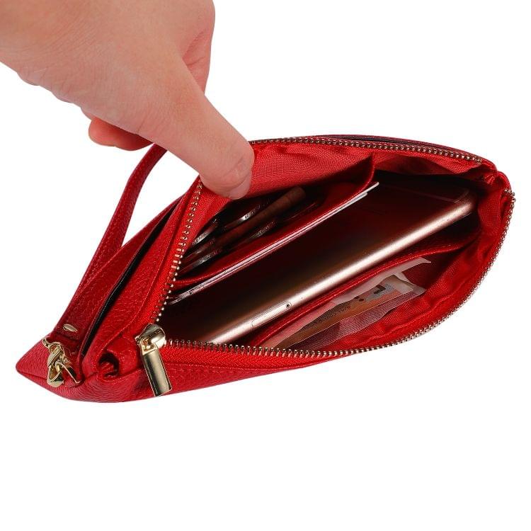 Vintage Phone Purses Women Wallets Female Purse Leather Brand Retro Ladies Long Zipper Woman Wallet Card Clutch (Red)