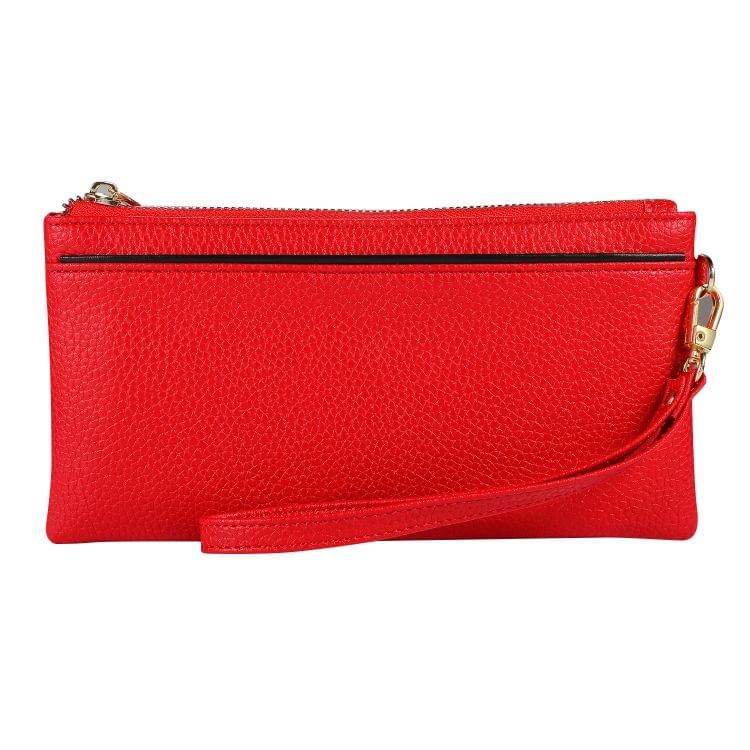 Vintage Phone Purses Women Wallets Female Purse Leather Brand Retro Ladies Long Zipper Woman Wallet Card Clutch (Red)