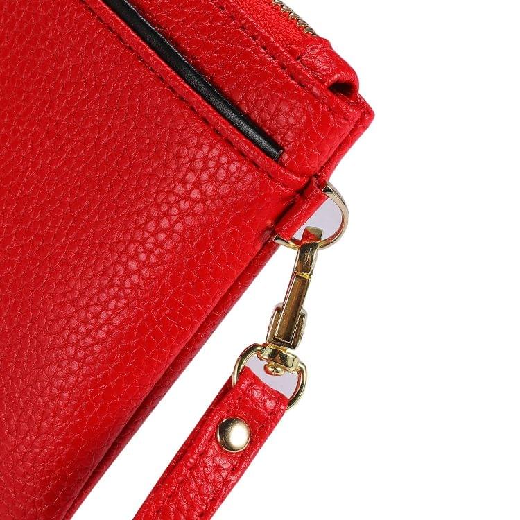 Vintage Phone Purses Women Wallets Female Purse Leather Brand Retro Ladies Long Zipper Woman Wallet Card Clutch (Red)