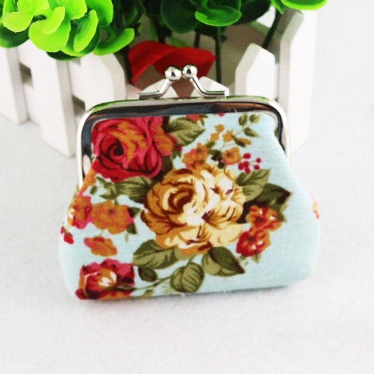 4 PCS Women Coin Purse Retro Flower Clutch Hasp Purse(Black)