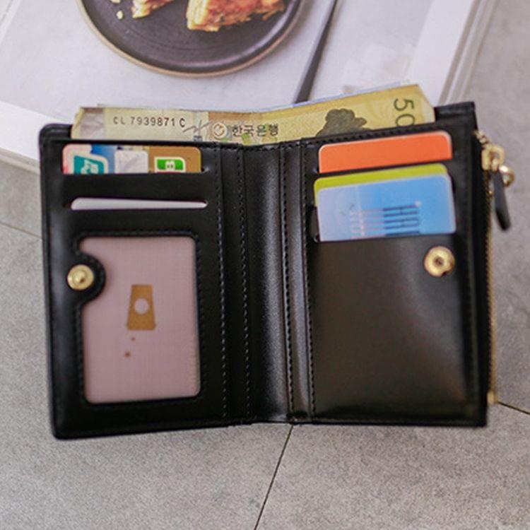 Brief Design Bifold Tassel Women Wallet PU Leather Short Credit Card Holder Purse(Pink)