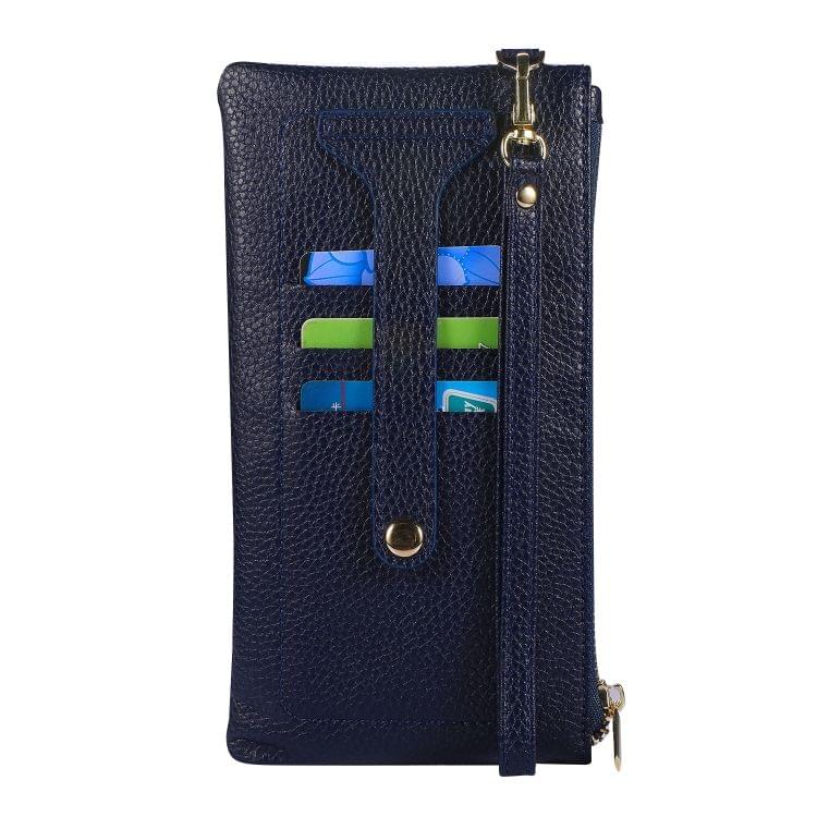 Vintage Phone Purses Women Wallets Female Purse Leather Brand Retro Ladies Long Zipper Woman Wallet Card Clutch (Dark Blue)