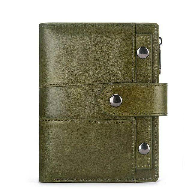 Genuine Leather Female Coin Small Walet Zipper Money Bag Mini Card Holder(Green)
