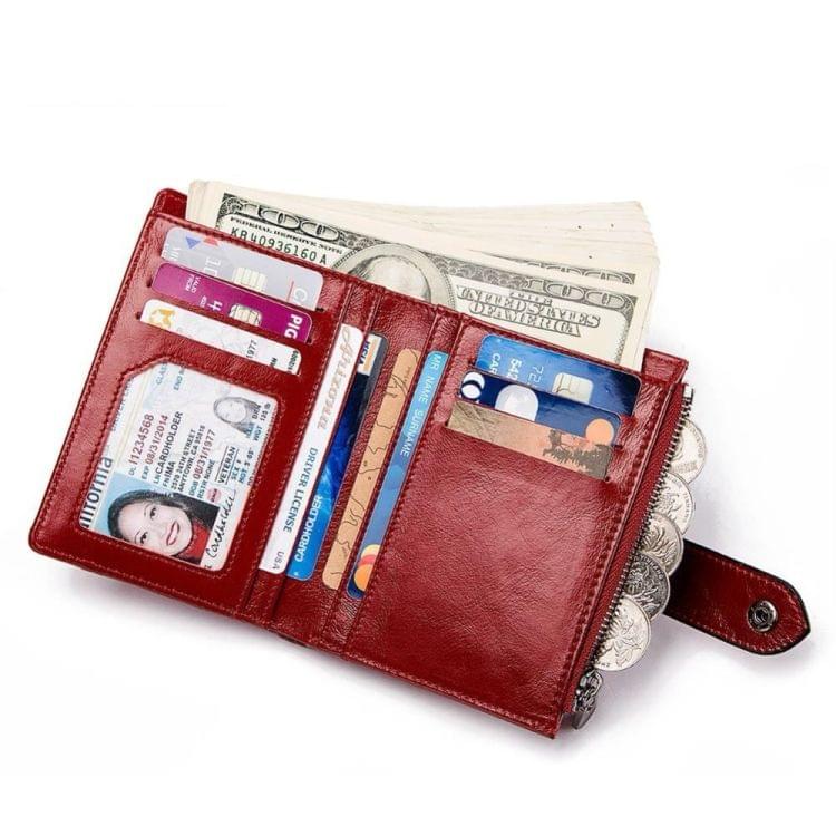 Genuine Leather Female Coin Small Walet Zipper Money Bag Mini Card Holder(Green)