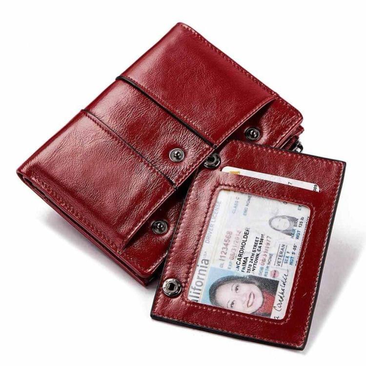 Genuine Leather Female Coin Small Walet Zipper Money Bag Mini Card Holder(Green)