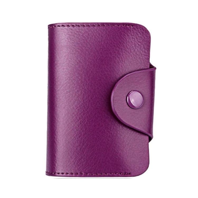 KB39 Simple Fashion Genuine leather Organ Card Bag Candy Color Card Package(Purple)