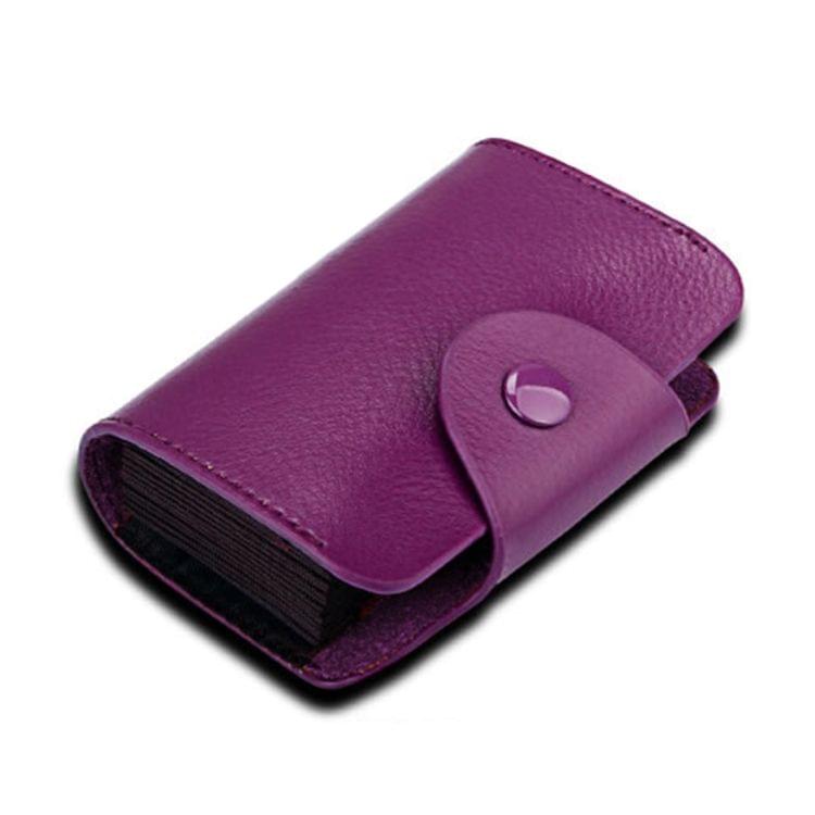 KB39 Simple Fashion Genuine leather Organ Card Bag Candy Color Card Package(Purple)