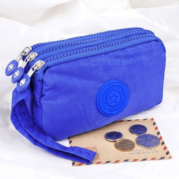 Three-Layer Zipper Short for Ladies Change Mobile Bag(Blue)