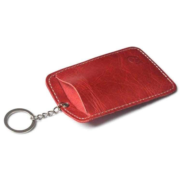 3 PCS XIAO YUAN XIANG Cowhide Genuine Leather Bus Card Sleeve Credit Card Access Card Holder with Keychain, Size: 8.5cm x 5.4cm, Random Color Delivery