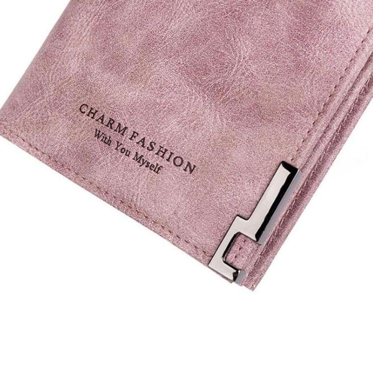 Fashion Ladies Zipper Long Dull Polish Retro PU Leather Wallet Clutch Coin Purse(Deep Pink)
