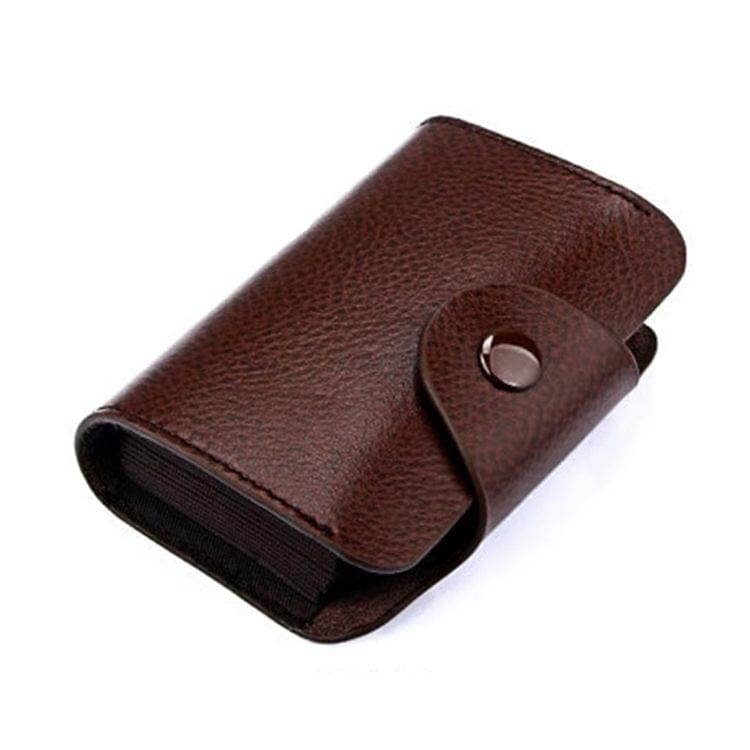 KB39 Simple Fashion Genuine leather Organ Card Bag Candy Color Card Package(Coffee)