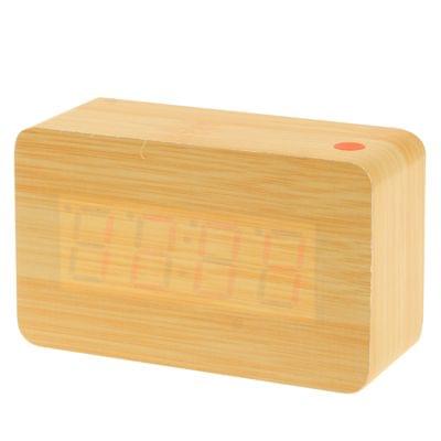 Red Number USB / Battery Wooden Clock with Voice Control (Alternately display time, month & date and temperature)(Red)