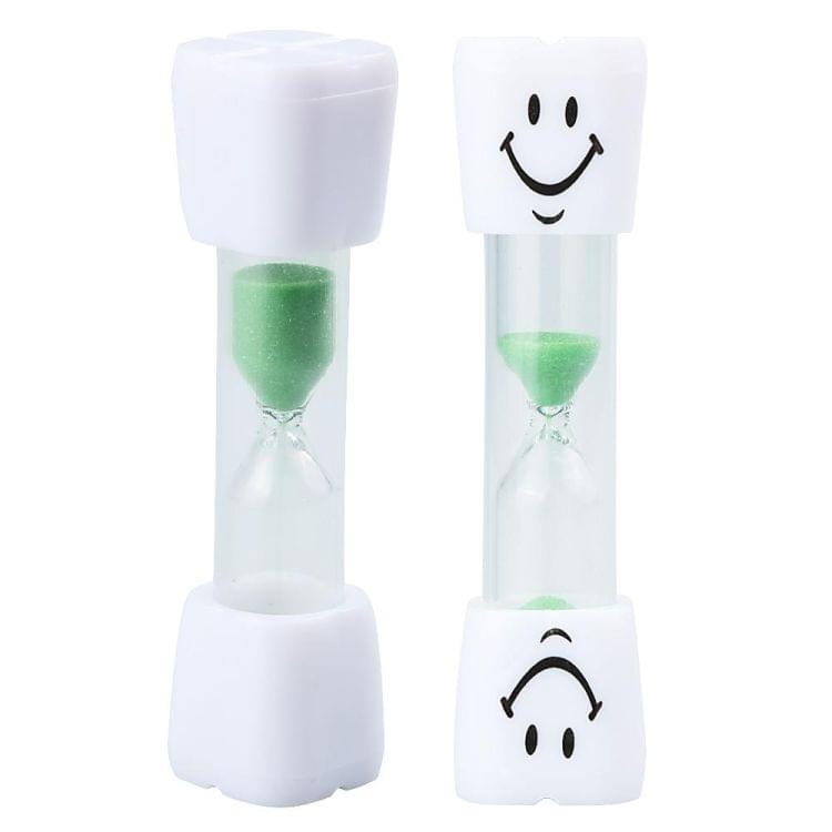 2 PCS Sand Clock 3 Minutes Smiling Face Decorative Hourglass Household Kids Toothbrush Timer Gifts(Green)