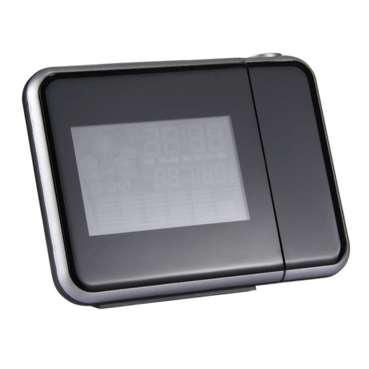 Multifunctional Digital Color LCD Display LED Projection Alarm Clock with Weather Station / Temperature / Humidity / Calendar(Black)