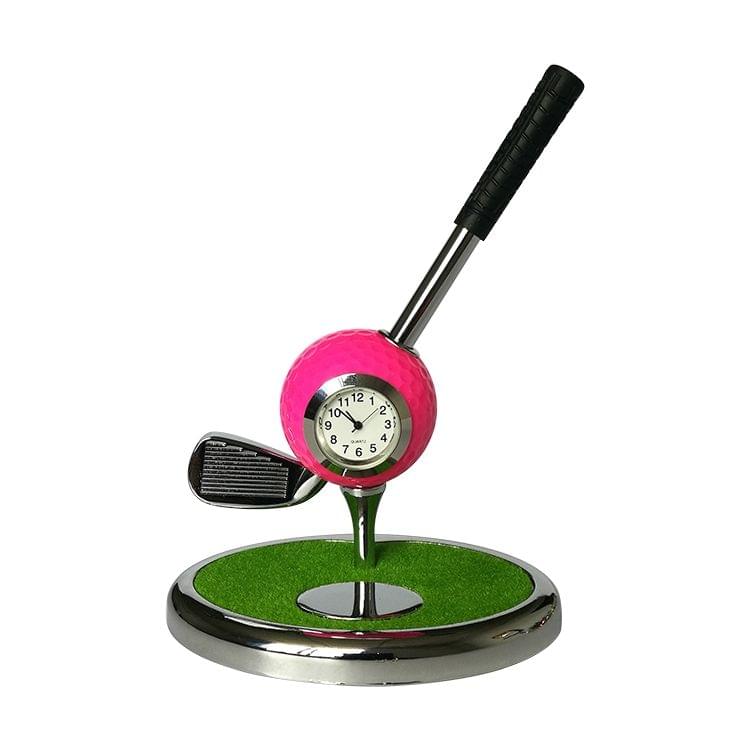 Metal Ball Pen Creative Golf Club Clock Iron Pen Holder (Rose Red)