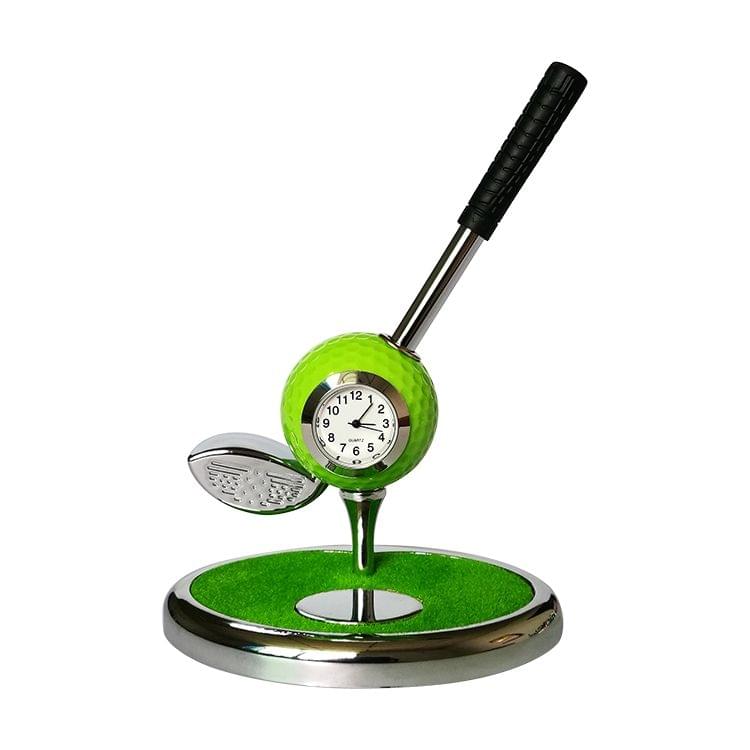 Metal Ball Pen Creative Golf Club Clock Wooden Pen Holder (Green)