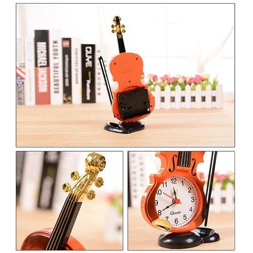 Multi-functional Originality Violin Electronics Pointer Alarm Clock with Pen Holder (Red)