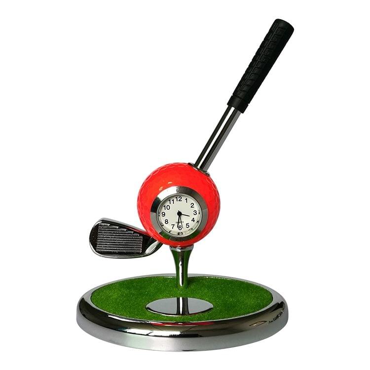 Metal Ball Pen Creative Golf Club Clock Iron Pen Holder (Orange)