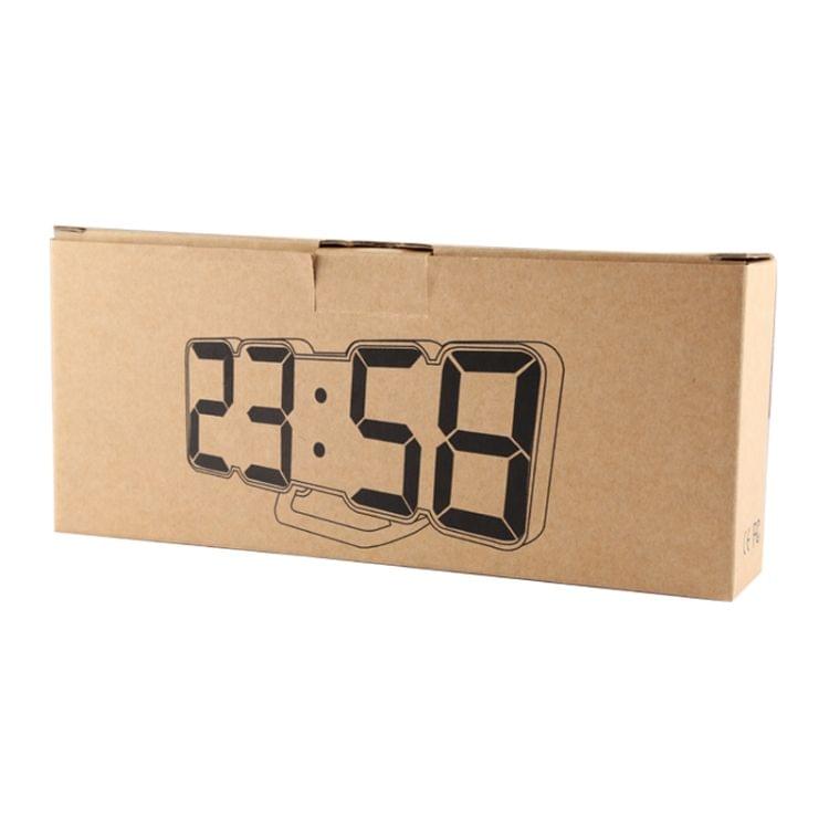 Modern 3D LED Sound Control Colorful Digital Alarm Clock Adjust Brightness Electronic Wall Glowing Hanging Clock with Remote Control(White)