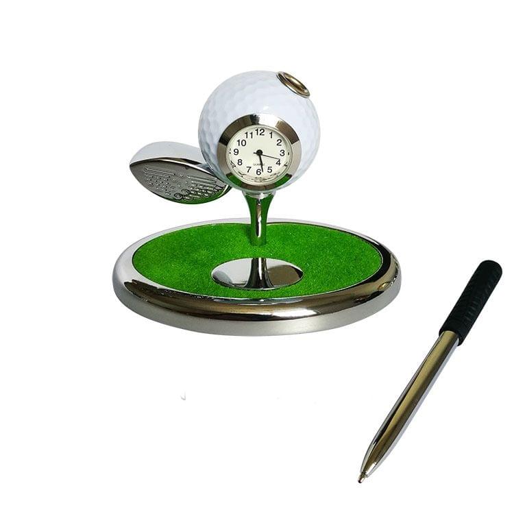 Metal Ball Pen Creative Golf Club Clock Wooden Pen Holder (Sapphire Blue)