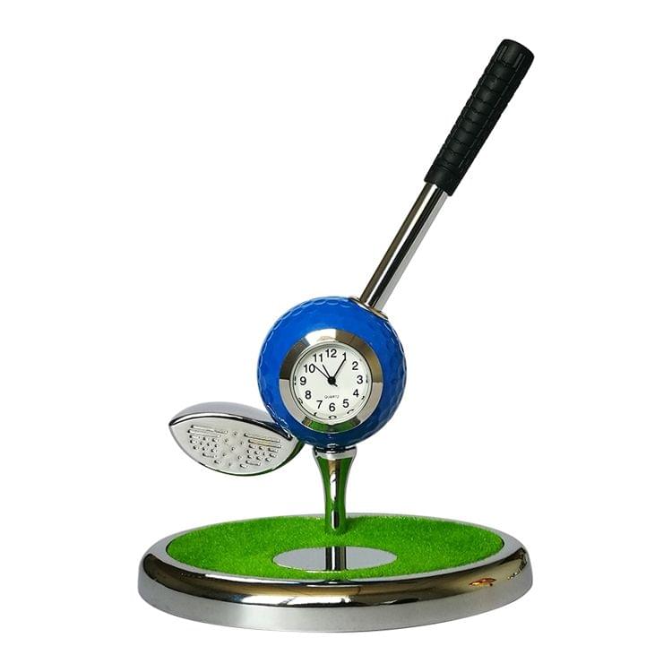 Metal Ball Pen Creative Golf Club Clock Wooden Pen Holder (Sapphire Blue)