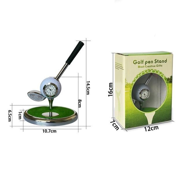 Metal Ball Pen Creative Golf Club Clock Wooden Pen Holder (Sapphire Blue)