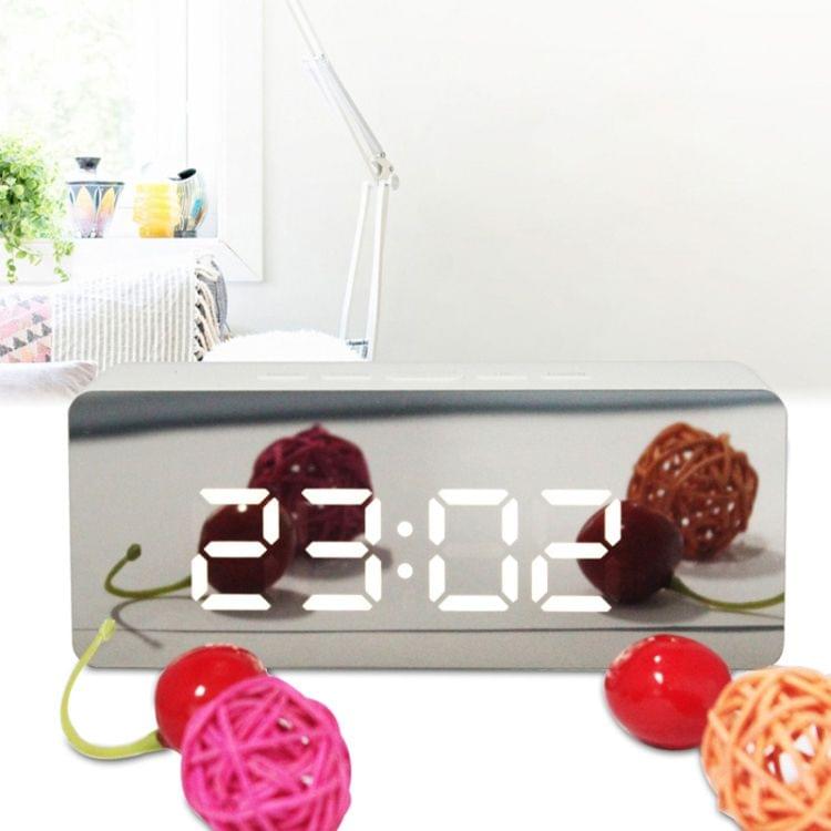 LED Mirror Alarm Clock Digital Snooze Table Clock Electronic Time Temperature Large Display with Wake Up Light White Light