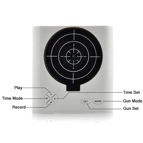 Unique 2.3 inch LCD Gun Target Shooting Alarm Clock Set (4*AA/2*AA)(White)