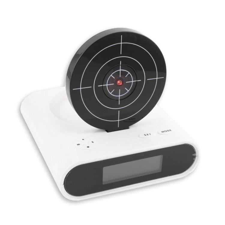 Unique 2.3 inch LCD Gun Target Shooting Alarm Clock Set (4*AA/2*AA)(White)