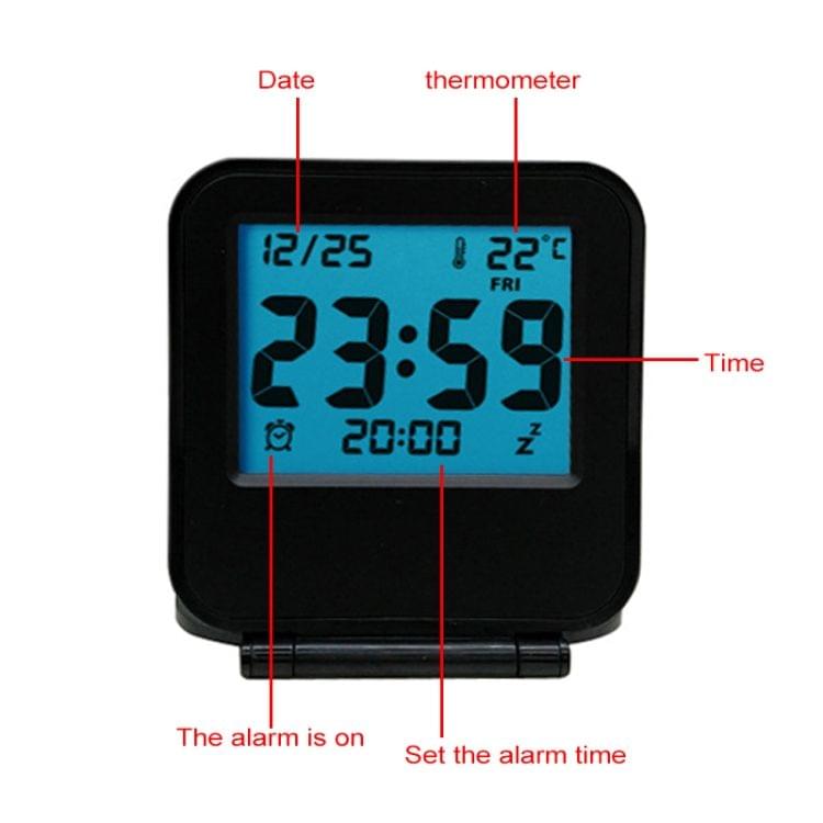 AQ-133 LCD Display Digital Travel Alarm Clock Office Table Alarm Clock With Night Light, Random Color Delivery