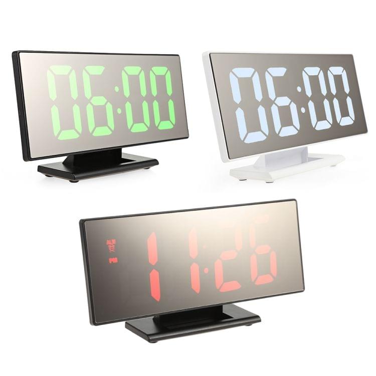 Multi-function Large Screen Electronic Clock Mute LED Mirror Alarm Clock(Red Light with Black Frame)