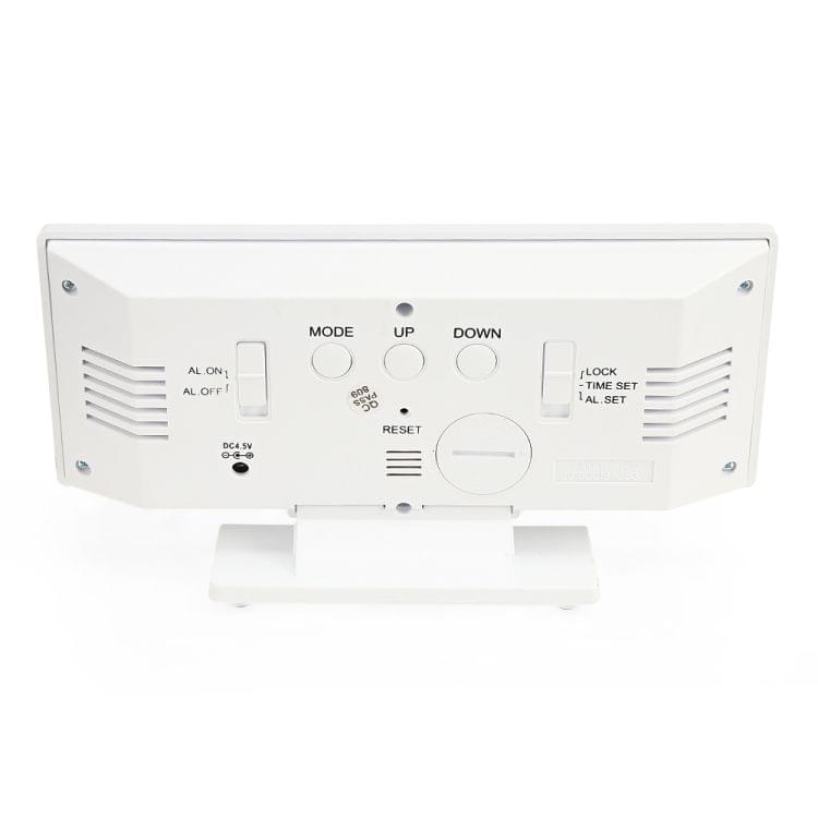 Multi-function Large Screen Electronic Clock Mute LED Mirror Alarm Clock(White Light with White Frame)