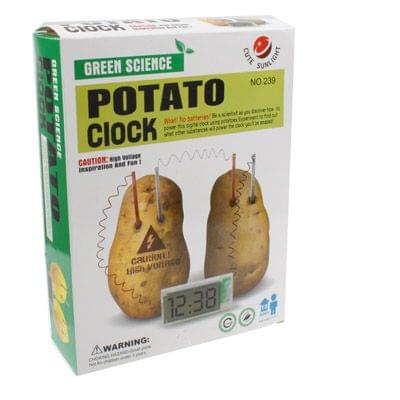 DIY Novel Green Science Potato Digital Clock Educational Kit with 2 inch LCD Screen (Potato NOT Included)(White)