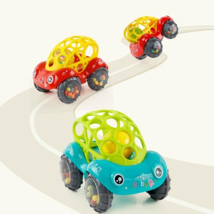 Soft Plastic Toy Car Inertial Slide With Colorful Ball Anti-fall Children Toy Car Baby Car Doll(Green)