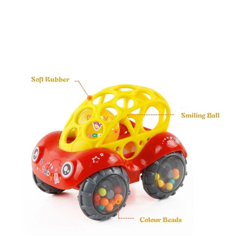 Soft Plastic Toy Car Inertial Slide With Colorful Ball Anti-fall Children Toy Car Baby Car Doll(Green)