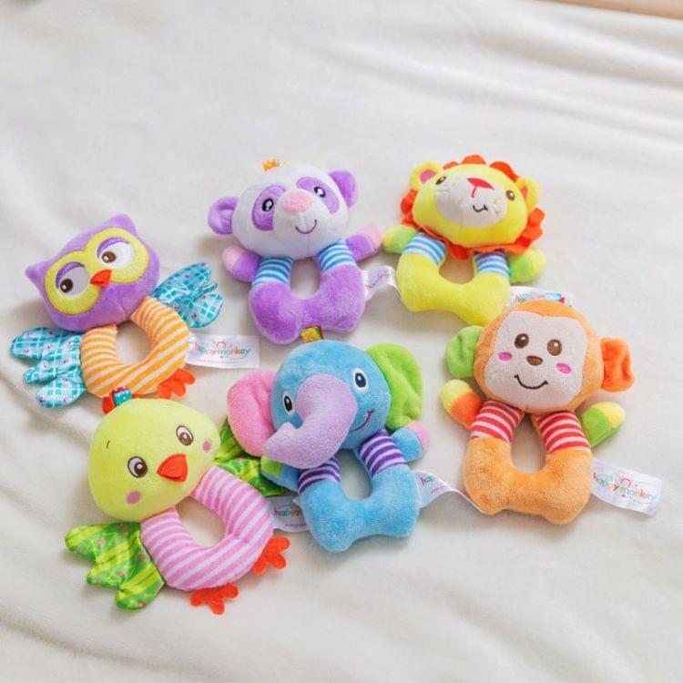 Hand Bell Rattle Bed Bell Animal Plush Doll Baby Appease Toy(Owl)