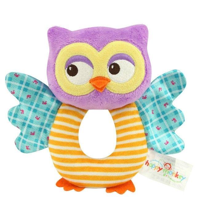 Hand Bell Rattle Bed Bell Animal Plush Doll Baby Appease Toy(Owl)