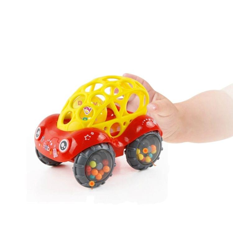 Soft Plastic Toy Car Inertial Slide With Colorful Ball Anti-fall Children Toy Car Baby Car Doll(Red)