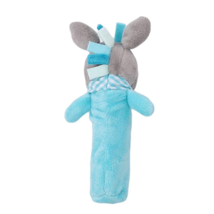 Cartoon Animal Hand Bell Rattle Interactive Toy Child Comfort Hand Grabbing Soft Plush Baby Toy(Blue Cow)