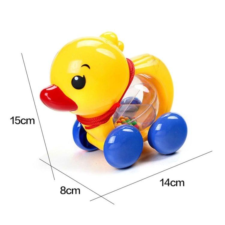 Baby Rattles Pull rope Duck Animals Hand Jingle Shaking Bell Car Rattles Toys Music Handbell for Kids(Yellow model 130g)