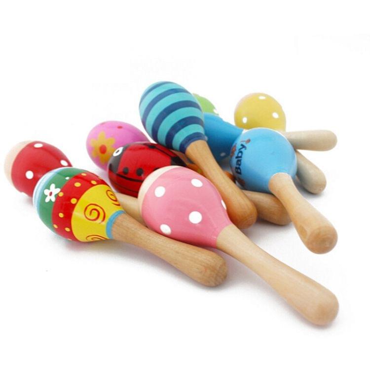 3 PCS Colorful Wooden Baby Child Musical Instrument Rattle Shaker Party Children Gift Toy(Color Random)