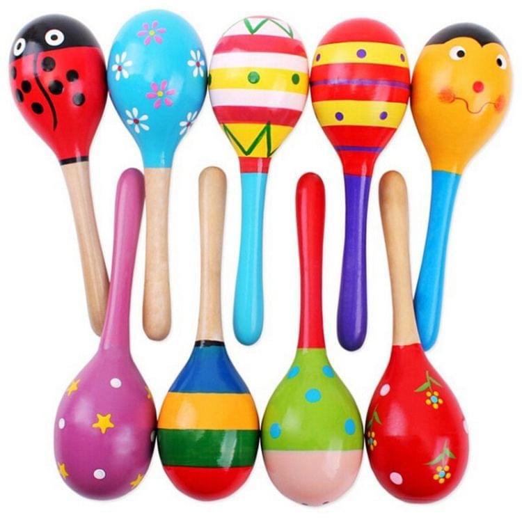 3 PCS Colorful Wooden Baby Child Musical Instrument Rattle Shaker Party Children Gift Toy(Color Random)