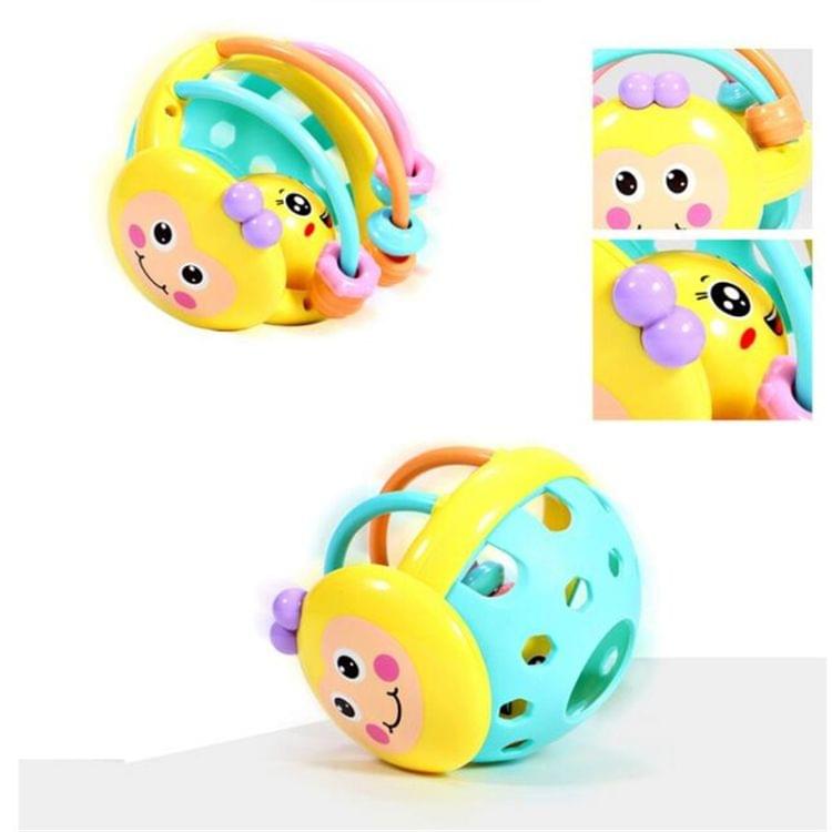 Soft Rubber Cartoon Bee Hand Knocking Rattle Dumbbell Early Educational Toy for Kid Hand Bell Baby Toy(Bee rattle)