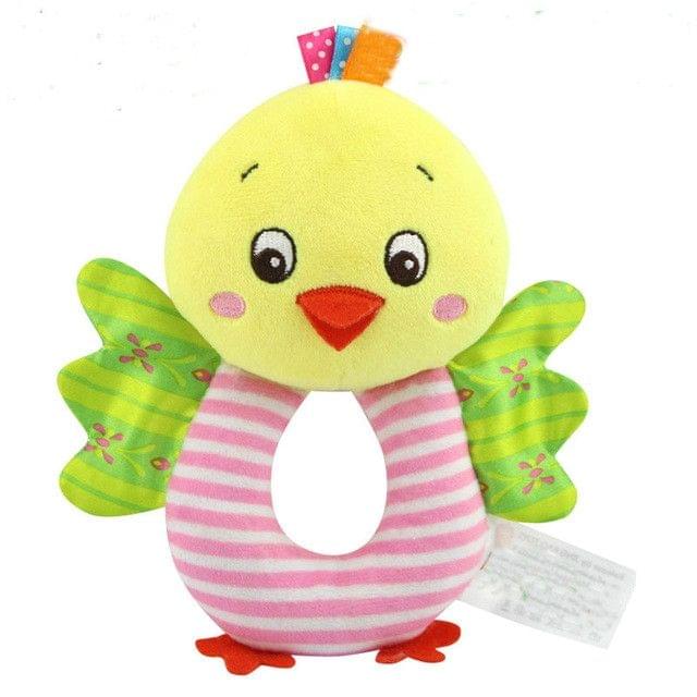 Hand Bell Rattle Bed Bell Animal Plush Doll Baby Appease Toy(Chick)