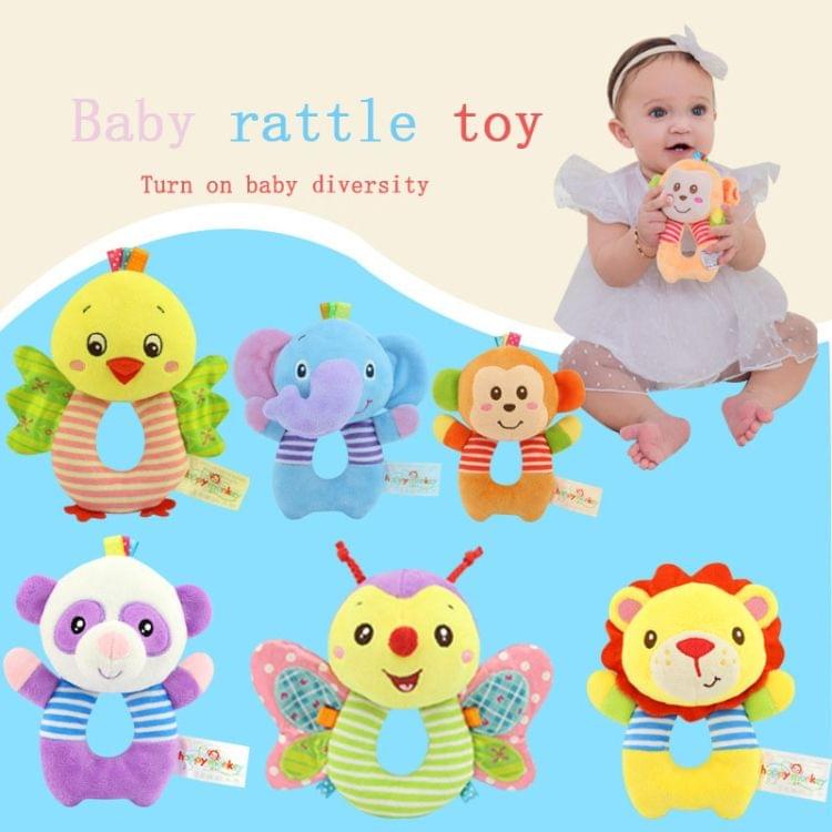 Hand Bell Rattle Bed Bell Animal Plush Doll Baby Appease Toy(Chick)