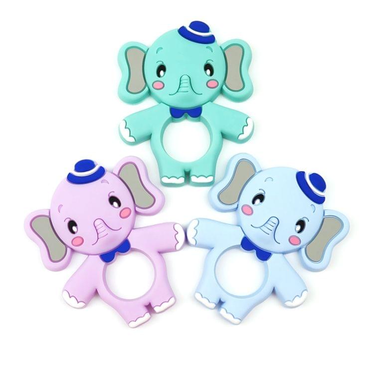 5 PCS Food Grade Silicone Teethers DIY Animal Baby Teether Infant Baby Silicone Toddler Toys(Elephant Purple)