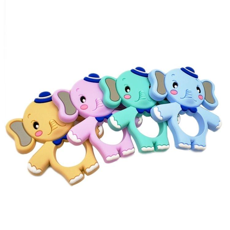 5 PCS Food Grade Silicone Teethers DIY Animal Baby Teether Infant Baby Silicone Toddler Toys(Elephant Purple)